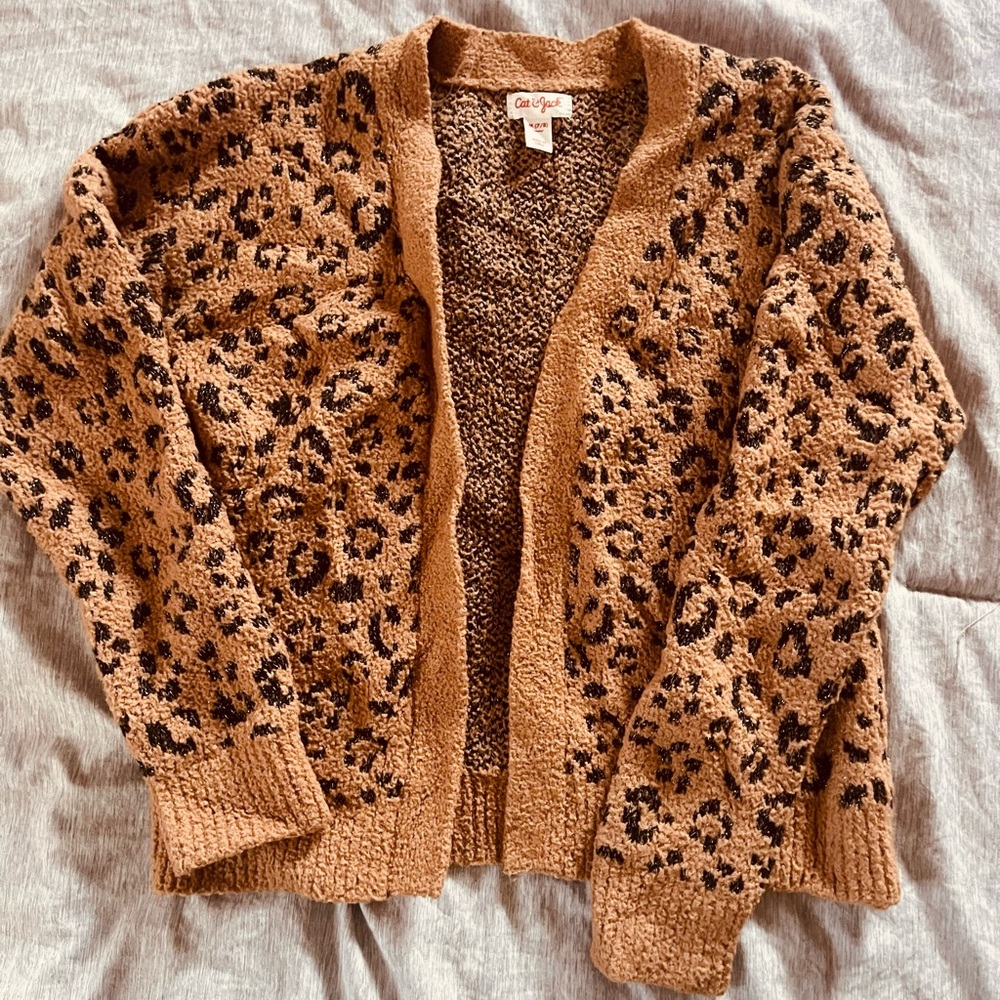 Girls - Cozy Leopard Print Sweater